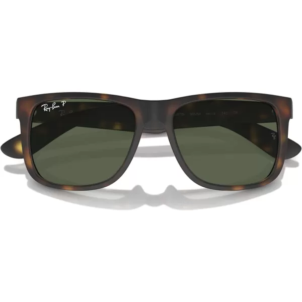 RayBan RB4165 Justin Rectangular SunglassesRubber HavanaDark Green Polarized