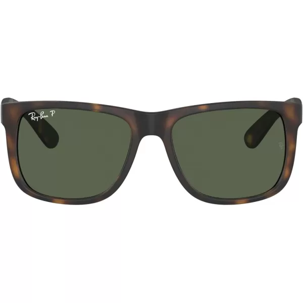 RayBan RB4165 Justin Rectangular SunglassesRubber HavanaDark Green Polarized