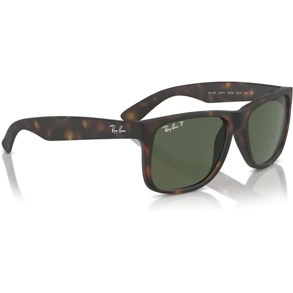 RayBan RB4165 Justin Rectangular SunglassesRubber HavanaDark Green Polarized