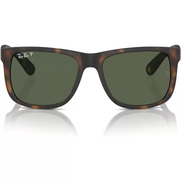 RayBan RB4165 Justin Rectangular SunglassesRubber HavanaDark Green Polarized