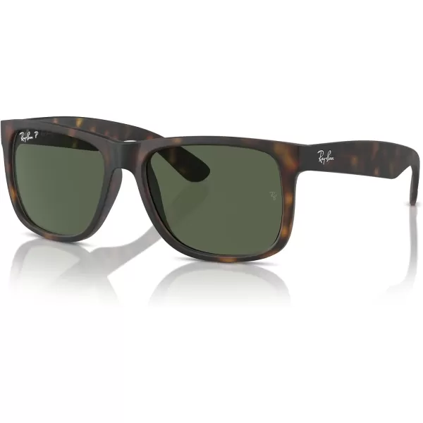 RayBan RB4165 Justin Rectangular SunglassesRubber HavanaDark Green Polarized