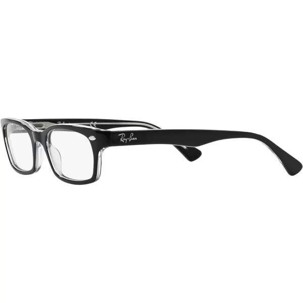 RayBan RX5150 Rectangular Prescription Eyeglass Frames Black On TransparentDemo Lens 52 mmRayBan RX5150 Rectangular Prescription Eyeglass Frames Black On TransparentDemo Lens 52 mm