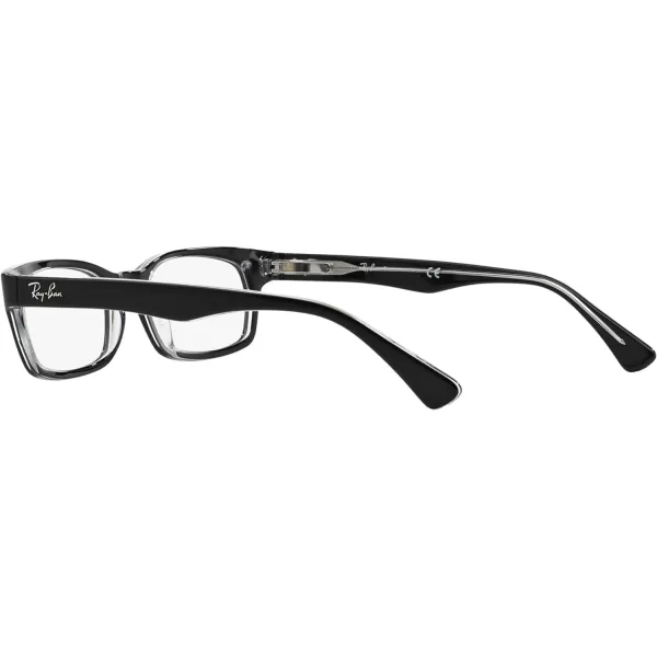 RayBan RX5150 Rectangular Prescription Eyeglass Frames Black On TransparentDemo Lens 52 mmRayBan RX5150 Rectangular Prescription Eyeglass Frames Black On TransparentDemo Lens 52 mm