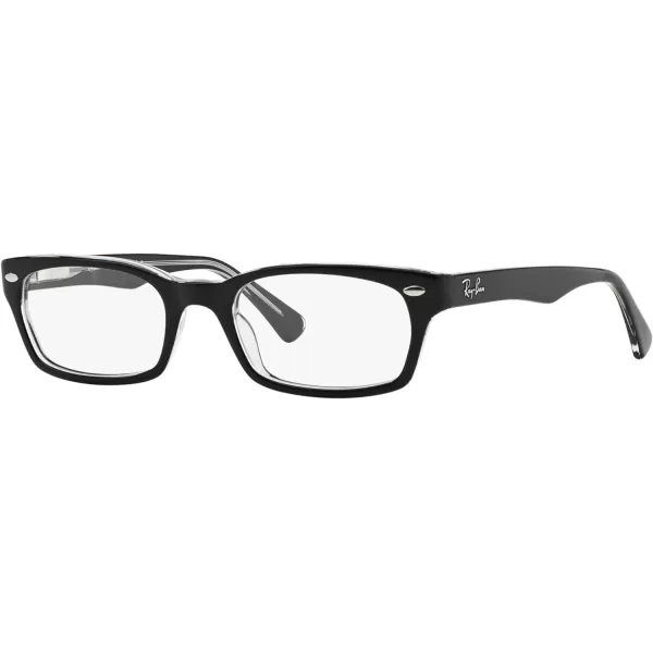 RayBan RX5150 Rectangular Prescription Eyeglass Frames Black On TransparentDemo Lens 52 mmRayBan RX5150 Rectangular Prescription Eyeglass Frames Black On TransparentDemo Lens 52 mm