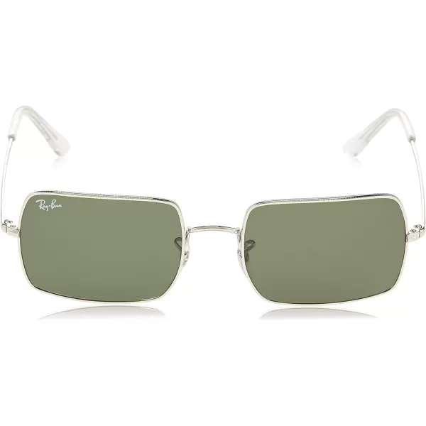 RayBan Rb1969 Rectangle Rectangular SunglassesSilverG15 Green