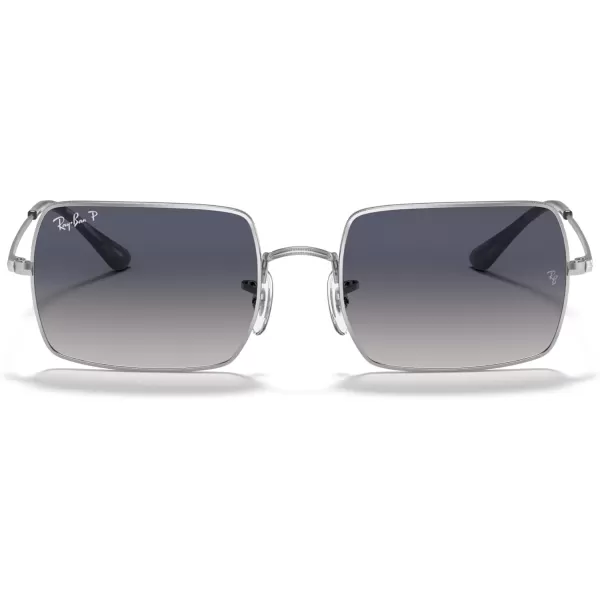 RayBan Rb1969 Rectangle Rectangular SunglassesSilverPolarized Blue Gradient Grey