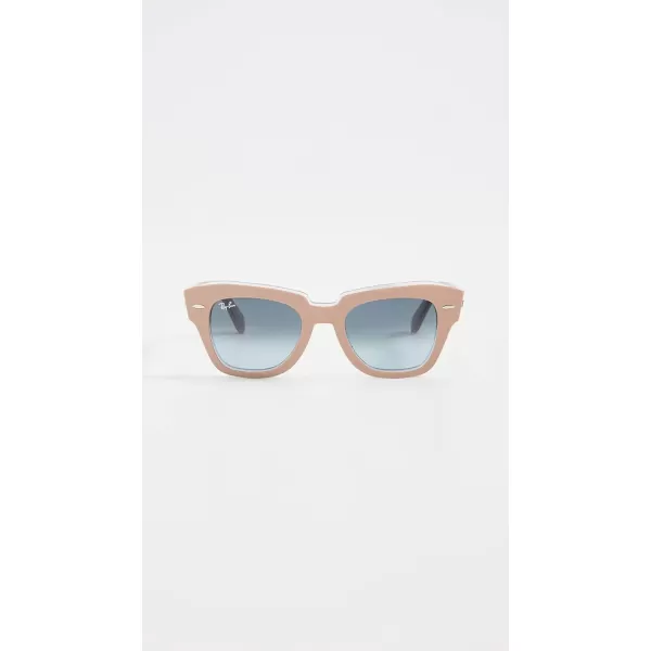 RayBan Rb2186 State Street Square SunglassesBeige on TransparentBlue Gradient Grey