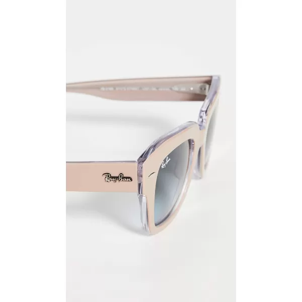 RayBan Rb2186 State Street Square SunglassesBeige on TransparentBlue Gradient Grey