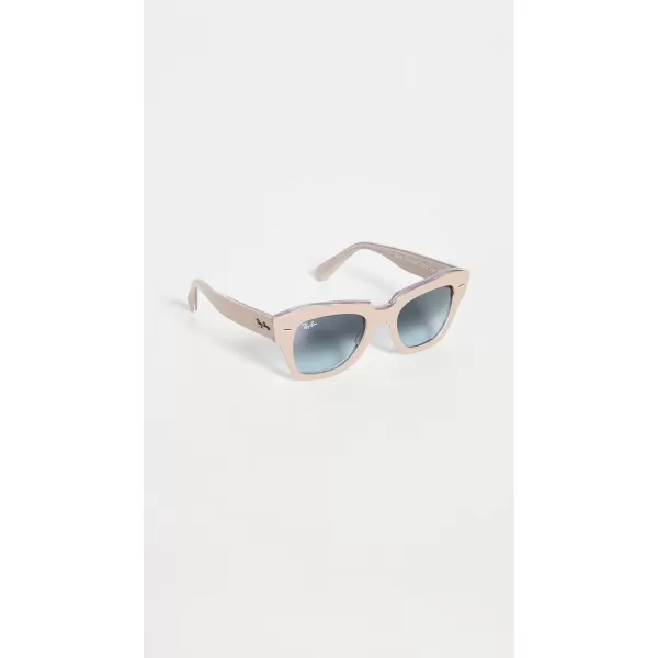 RayBan Rb2186 State Street Square SunglassesBeige on TransparentBlue Gradient Grey