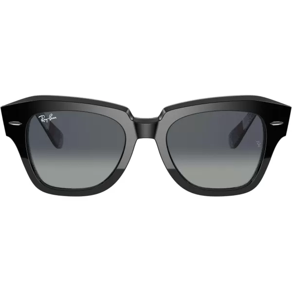 RayBan Rb2186 State Street Square SunglassesBlack on Chevron GreyBurgundyLight Grey Gradient Blue