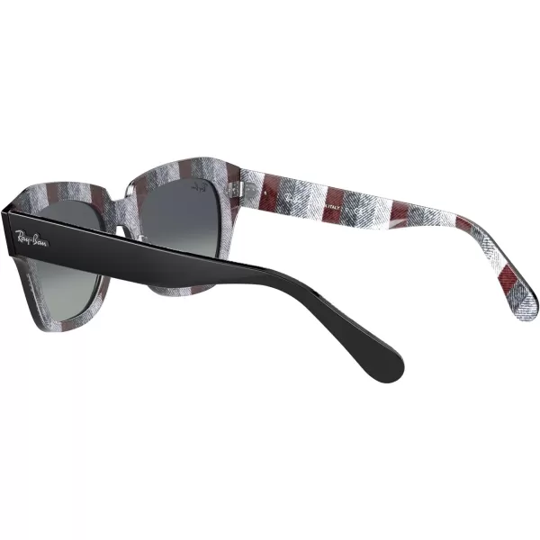 RayBan Rb2186 State Street Square SunglassesBlack on Chevron GreyBurgundyLight Grey Gradient Blue