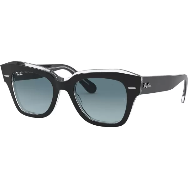 RayBan Rb2186 State Street Square SunglassesBlack on TransparentBlue Gradient Grey