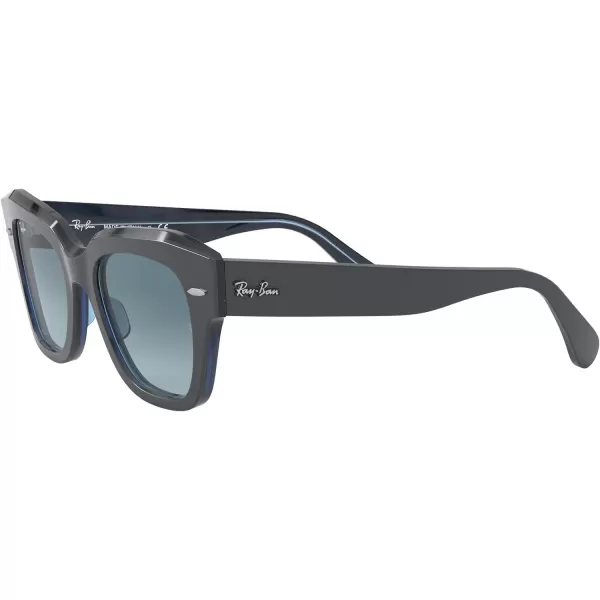 RayBan Rb2186 State Street Square SunglassesGrey on Transparent BlueBlue Gradient Grey