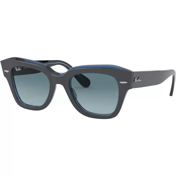 RayBan Rb2186 State Street Square SunglassesGrey on Transparent BlueBlue Gradient Grey