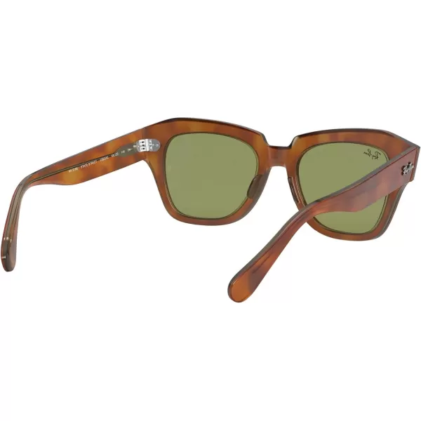 RayBan Rb2186 State Street Square SunglassesHavana on Transparent BeigeBottle Green