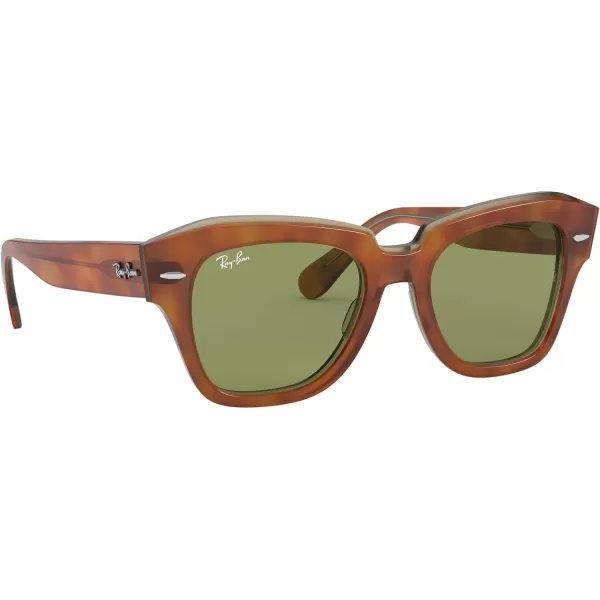 RayBan Rb2186 State Street Square SunglassesHavana on Transparent BeigeBottle Green