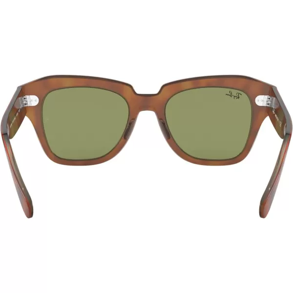 RayBan Rb2186 State Street Square SunglassesHavana on Transparent BeigeBottle Green