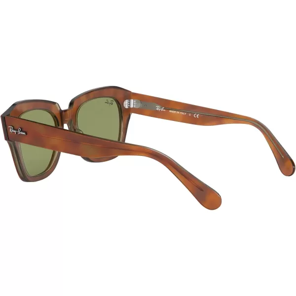 RayBan Rb2186 State Street Square SunglassesHavana on Transparent BeigeBottle Green