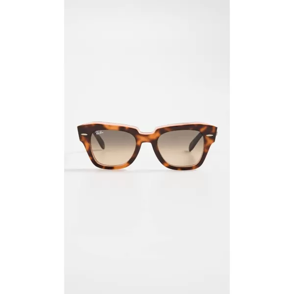 RayBan Rb2186 State Street Square SunglassesHavana on Transparent PinkBrown Vintage