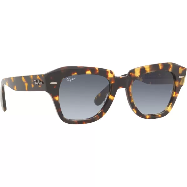 RayBan Rb2186 State Street Square SunglassesYellow HavanaLight Blue Gradient Grey