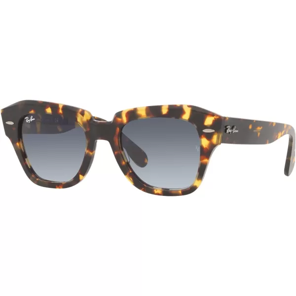 RayBan Rb2186 State Street Square SunglassesYellow HavanaLight Blue Gradient Grey