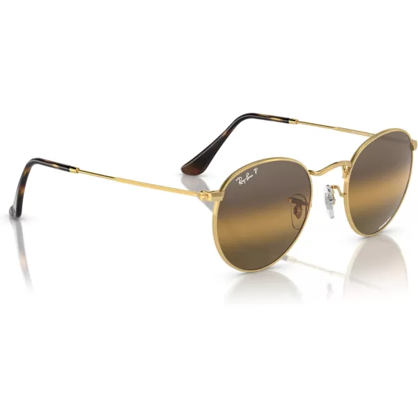 RayBan Rb3447 Round Metal SunglassesGoldClear Gradient Dark Brown Polarized