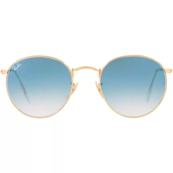 RayBan Rb3447n Round Flat Lens SunglassesGoldClear Gradient Blue