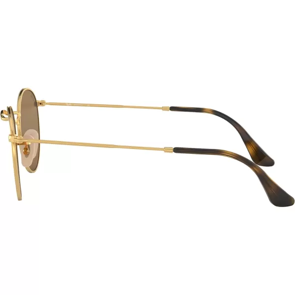 RayBan Rb3447n Round Flat Lens SunglassesGoldCopper Flash