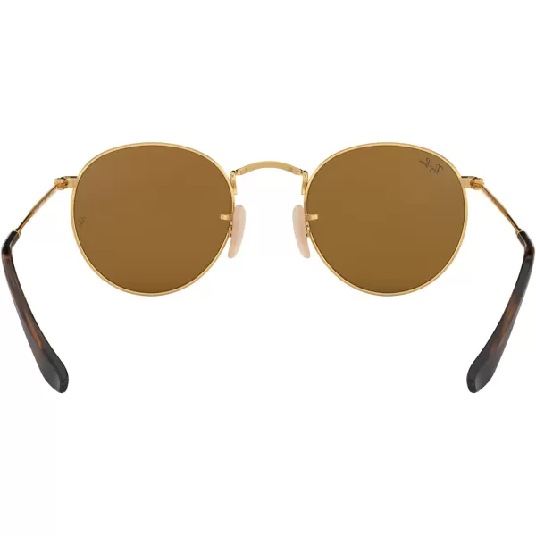 RayBan Rb3447n Round Flat Lens SunglassesGoldCopper Flash