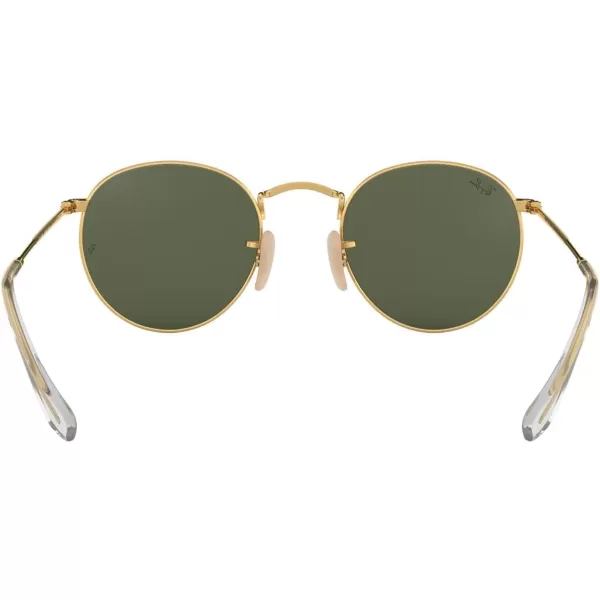 RayBan Rb3447n Round Flat Lens SunglassesGoldG15 Green