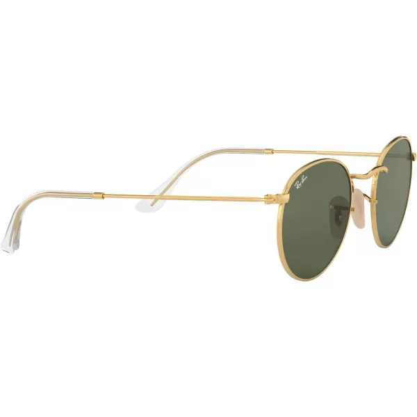 RayBan Rb3447n Round Flat Lens SunglassesGoldG15 Green