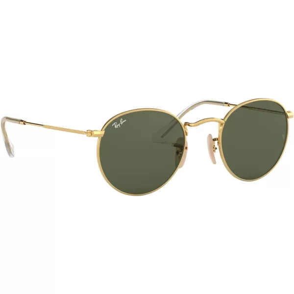 RayBan Rb3447n Round Flat Lens SunglassesGoldG15 Green