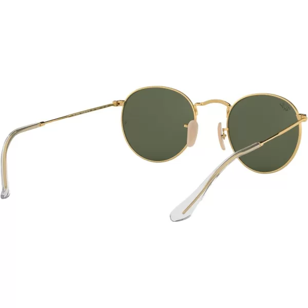 RayBan Rb3447n Round Flat Lens SunglassesGoldG15 Green