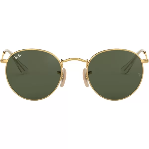 RayBan Rb3447n Round Flat Lens SunglassesGoldG15 Green