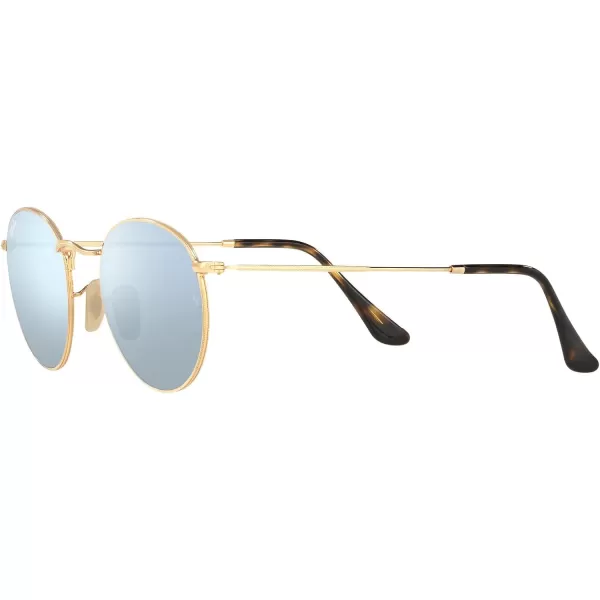 RayBan Rb3447n Round Flat Lens SunglassesGoldGrey Flash