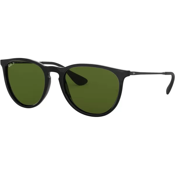 RayBan Rb4171f Erika Low Bridge Fit Round SunglassesBlackPolarized Green