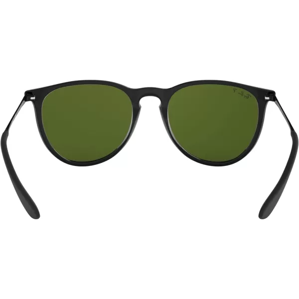 RayBan Rb4171f Erika Low Bridge Fit Round SunglassesBlackPolarized Green