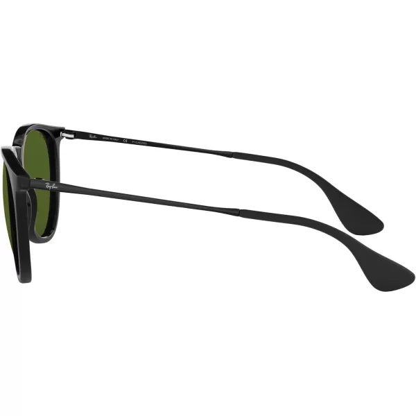 RayBan Rb4171f Erika Low Bridge Fit Round SunglassesBlackPolarized Green
