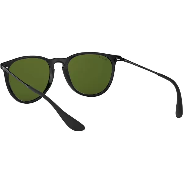 RayBan Rb4171f Erika Low Bridge Fit Round SunglassesBlackPolarized Green