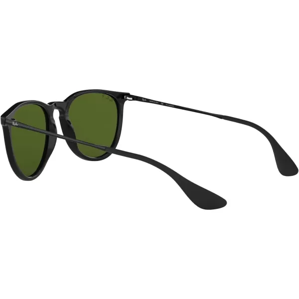 RayBan Rb4171f Erika Low Bridge Fit Round SunglassesBlackPolarized Green