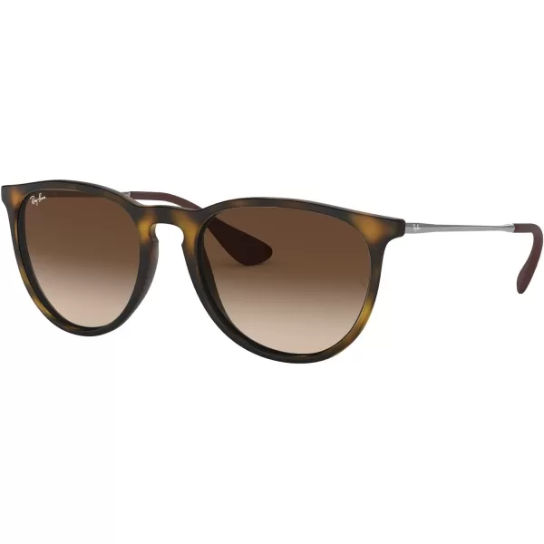 RayBan Rb4171f Erika Low Bridge Fit Round SunglassesRubber HavanaBrown Gradient Dark Brown