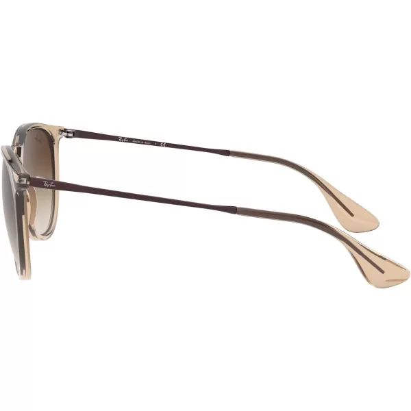 RayBan Rb4171f Erika Low Bridge Fit Round SunglassesTransparent Light BrownBrown Gradient Dark Brown