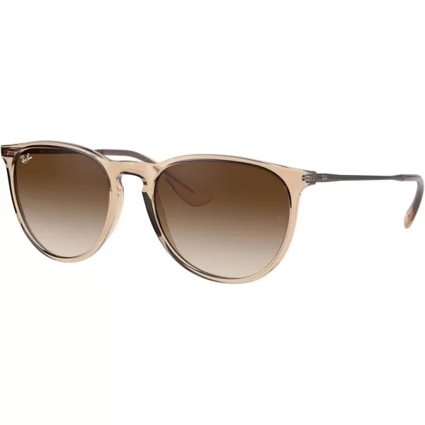 RayBan Rb4171f Erika Low Bridge Fit Round SunglassesTransparent Light BrownBrown Gradient Dark Brown