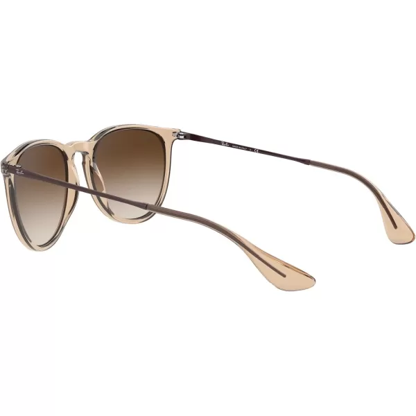 RayBan Rb4171f Erika Low Bridge Fit Round SunglassesTransparent Light BrownBrown Gradient Dark Brown