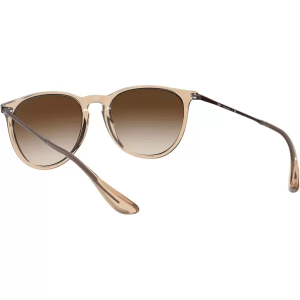 RayBan Rb4171f Erika Low Bridge Fit Round SunglassesTransparent Light BrownBrown Gradient Dark Brown