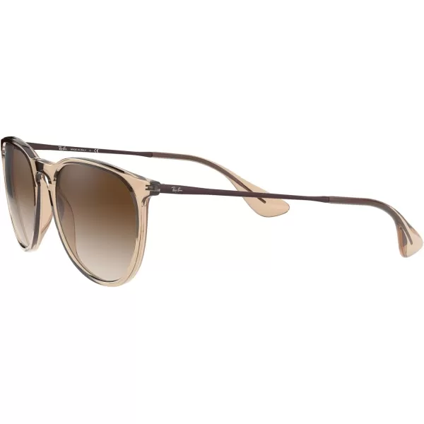 RayBan Rb4171f Erika Low Bridge Fit Round SunglassesTransparent Light BrownBrown Gradient Dark Brown