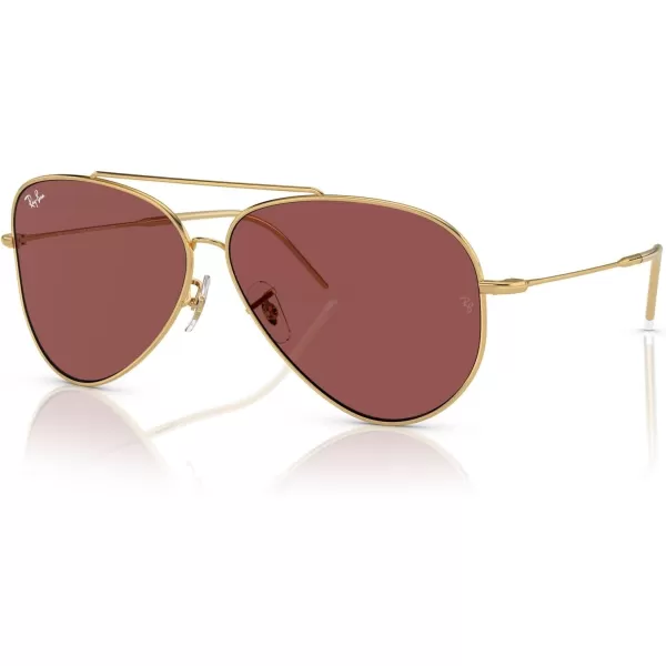 RayBan Rbr0101s Aviator Reverse SunglassesGoldDark Violet