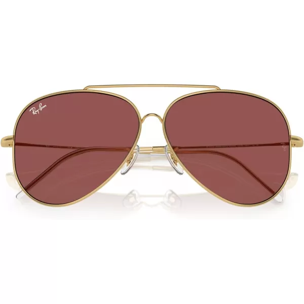 RayBan Rbr0101s Aviator Reverse SunglassesGoldDark Violet