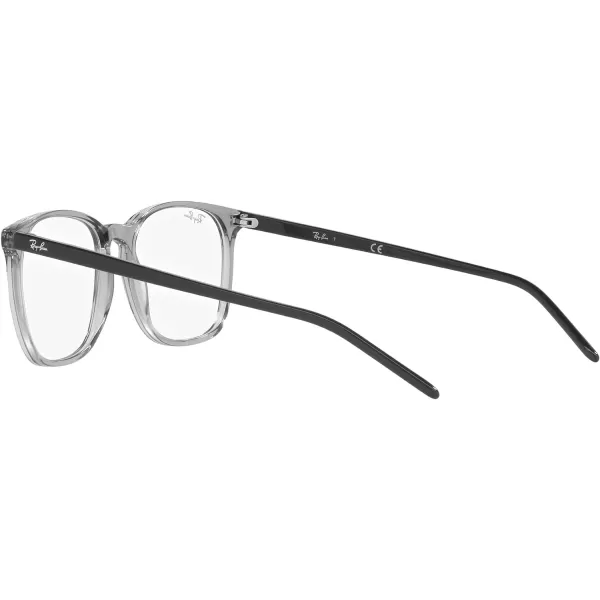 RayBan Rx5387f Low Bridge Fit Square Prescription Eyeglass FramesTransparent GreyDemo Lens