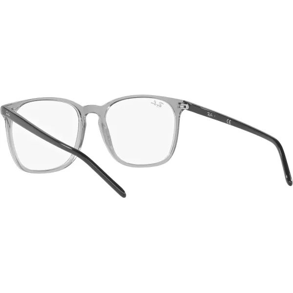 RayBan Rx5387f Low Bridge Fit Square Prescription Eyeglass FramesTransparent GreyDemo Lens